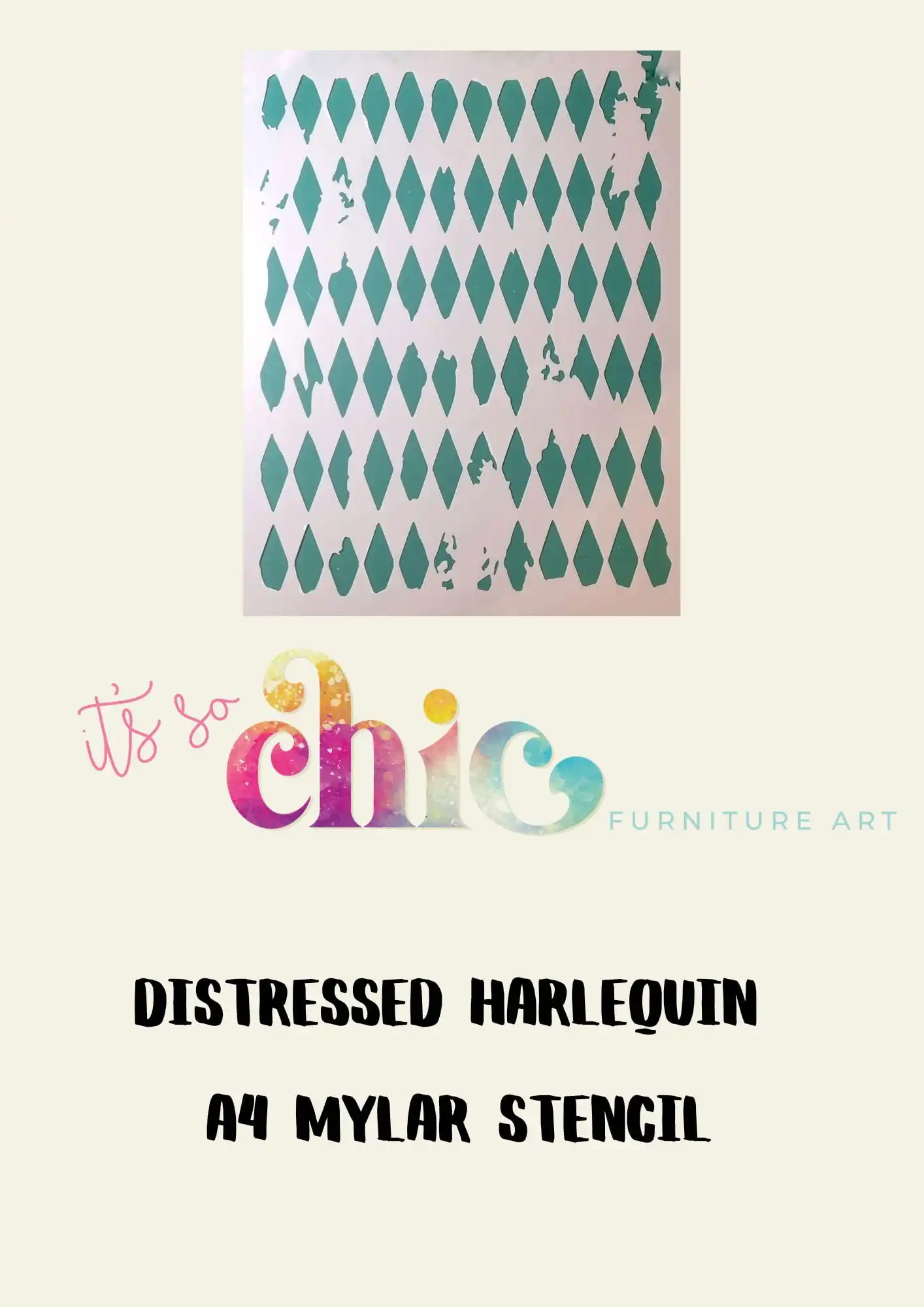 Mylar Stencils | Distressed Harlequin | A4 | Its So Chic Furniture Art - Phoenix Furniture Studio