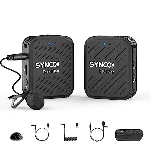 SYNCO Wireless Lavalier Microphone, G1(A1) 2.4G Lapel Mic System Transmitter Receiver Kit