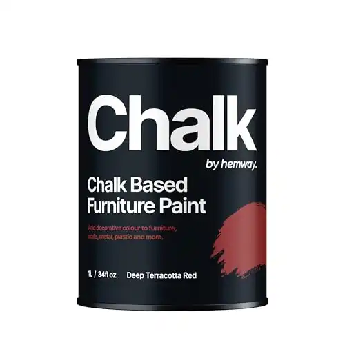 Hemway Deep Terracotta Red Chalk Paint 1L Matt Shabby Chic Interior Furniture, Walls, Wood, Wardrobes, Doors, Tables, Chairs, Quick Dry Smooth Chalky Finish (10 Reds & 118 Colours Available)