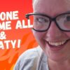 A person with glasses smiles into the camera, with lenses fogged up, against a vibrant orange background with an illustrated flame. The text reads, "THIS ONE GOT ME ALL HOT & SWEATY!" An "OMG" in a comic-style burst is on the top right.