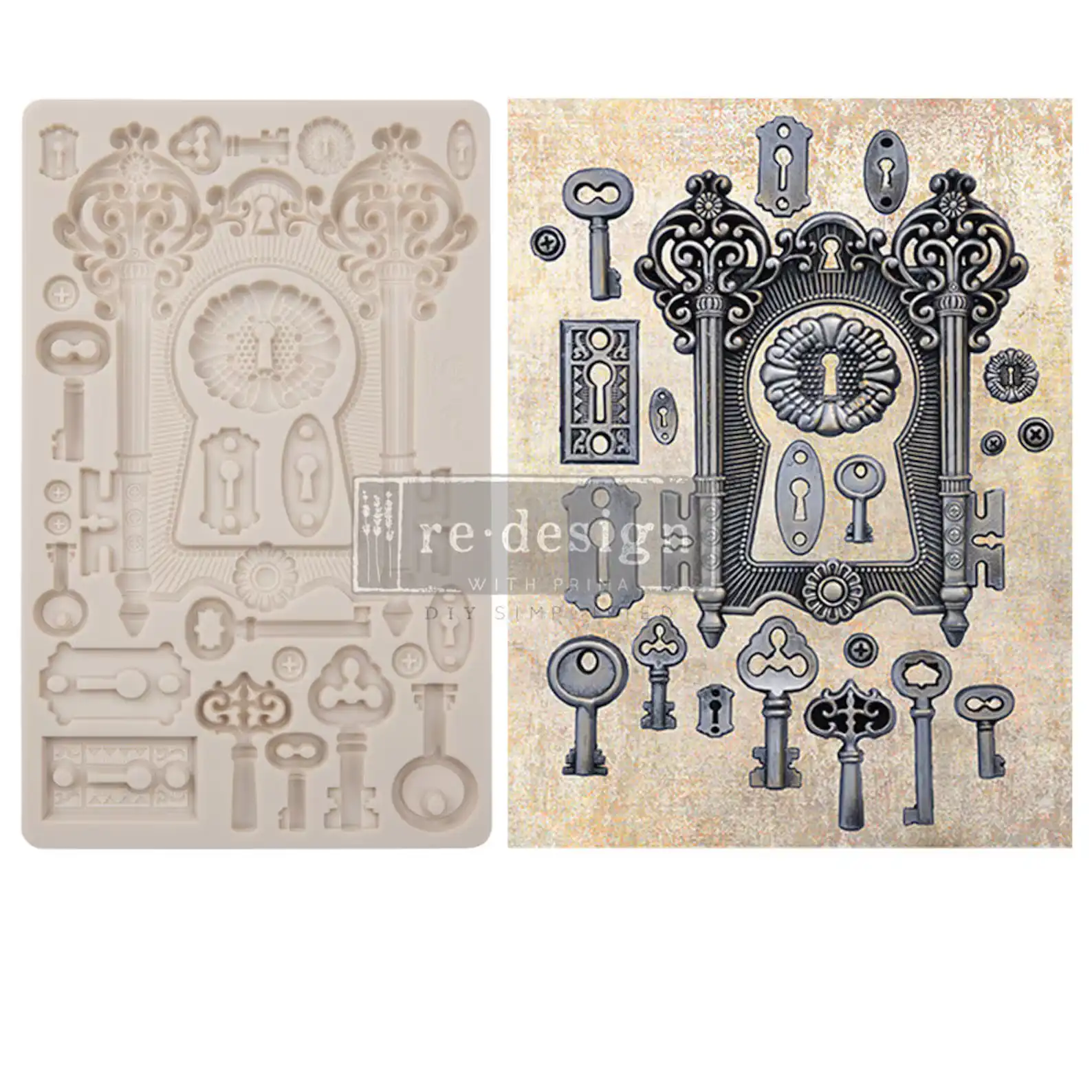 Locks and Keys Decor Mould, Finnabair From REDESIGN WITH PRIMA, Silicone Mould - Etsy UK