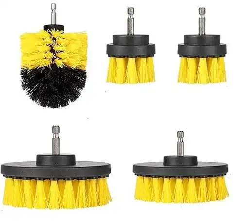 Drill Brushes Brush Attachment - 5 Pack Electric Drill Brush Kit - Great for Pool Tile, Bathroom Toilet, Ceramic Marble Car Automotive (Yellow 5 Pack)