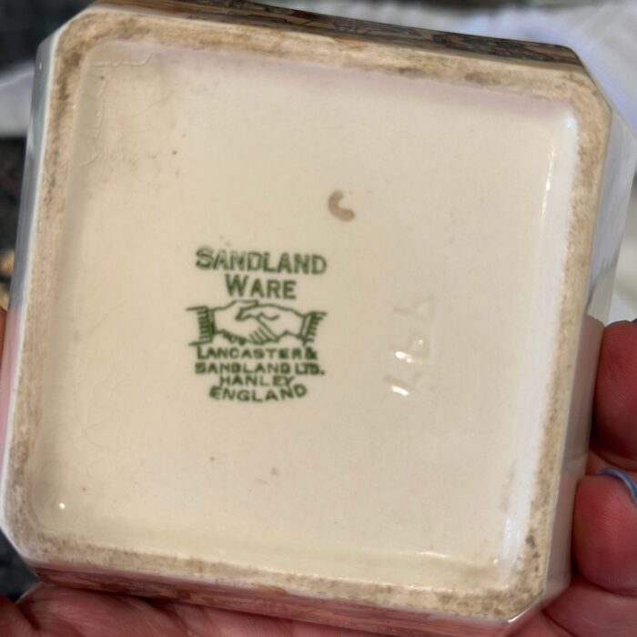 Vintage Hand-Painted English Porcelain Sugar Bowl with Silver Plated Lid - Sandland Ware - Image 8
