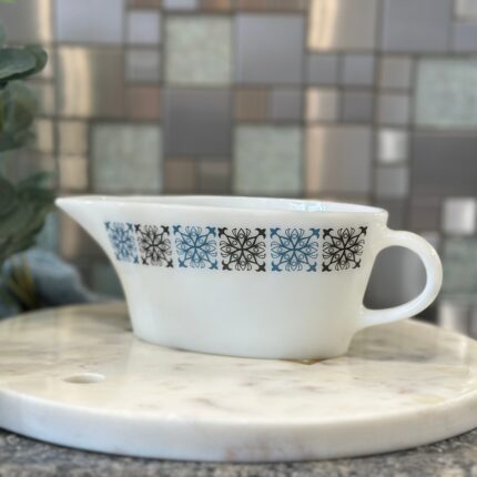 Vintage JAJ Pyrex Chelsea Gravy Boat, 1960s Mid-Century Opalware Jug
