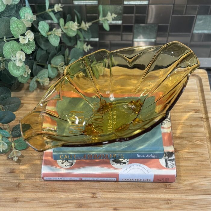 Vintage Sowerby Art Deco Amber Glass Footed Bowl - 1930s Serving Dish