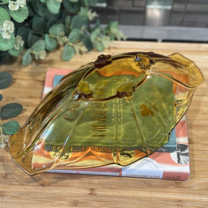 Vintage Sowerby Art Deco Amber Glass Footed Bowl - 1930s Serving Dish