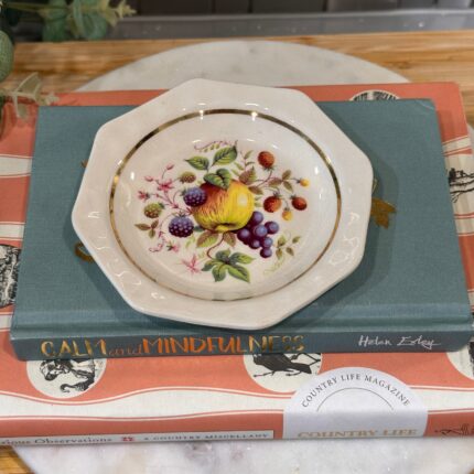 Vintage 1940s Wade England Fruits Trinket Dish, Octagonal Porcelain Pin Tray