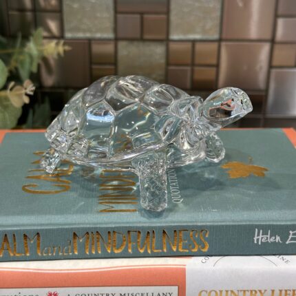 Vintage Cristal d'Arques Turtle Paperweight, French Lead Crystal Tortoise Figurine
