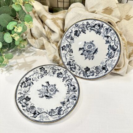 Antique Wedgwood 'Vine' Plates c.1884, Rare Pearlware Pair, Victorian China