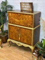 Art Deco Drinks Cabinet, Vintage Bar Cabinet, Burl Wood & Gold, Cocktail Cabinet, Statement Furniture, Home Bar, Walnut