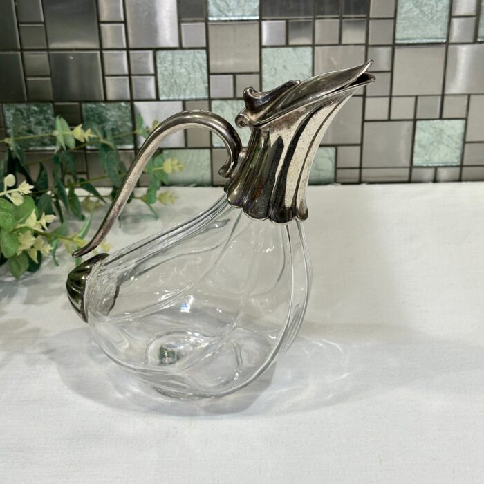 Vintage Crystal Duck Decanter - Silver Plate & Glass Wine Carafe - Image 1