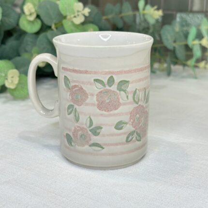 Vintage EIT England Ironstone Mug, Pink Rose Floral Coffee Cup,