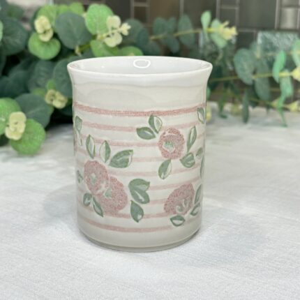 Vintage EIT England Ironstone Mug, Pink Rose Floral Coffee Cup,