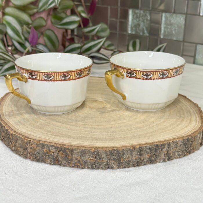 Antique Limoges Teacups by Sigma, French Porcelain, c.1910s, Art Nouveau