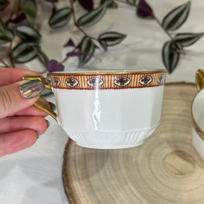 Antique Limoges Teacups by Sigma, French Porcelain, c.1910s, Art Nouveau