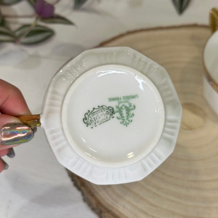 Antique Limoges Teacups by Sigma, French Porcelain, c.1910s, Art Nouveau