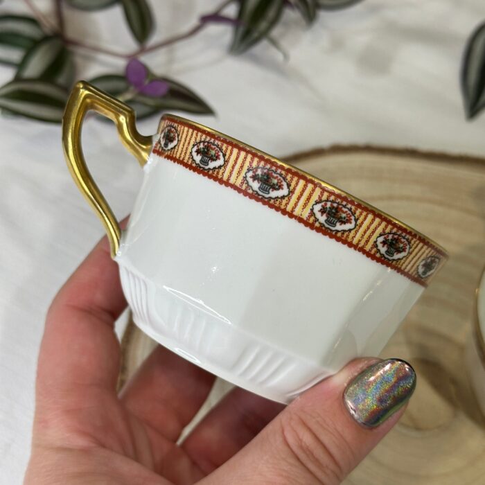 Antique Limoges Teacups by Sigma, French Porcelain, c.1910s, Art Nouveau