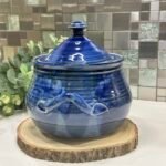 Vintage French Artisan Pottery Tureen - Cobalt Blue Glaze