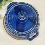 Vintage French Artisan Pottery Tureen - Cobalt Blue Glaze