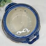 Vintage French Artisan Pottery Tureen - Cobalt Blue Glaze