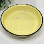 Vintage Yellow Enamel Wash Basin - Farmhouse Decor
