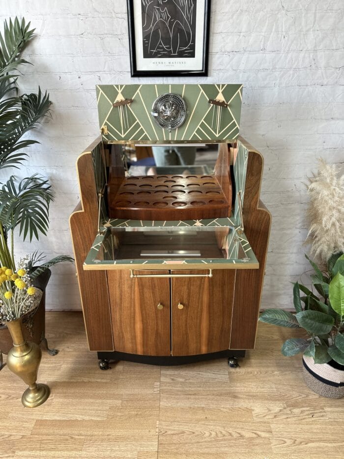 Cocktail Cabinet, Vintage Drinks Bar, Art Deco, 1930’s Drinks Unit, Retro Bar, Walnut - MADE TO ORDER - Image 3