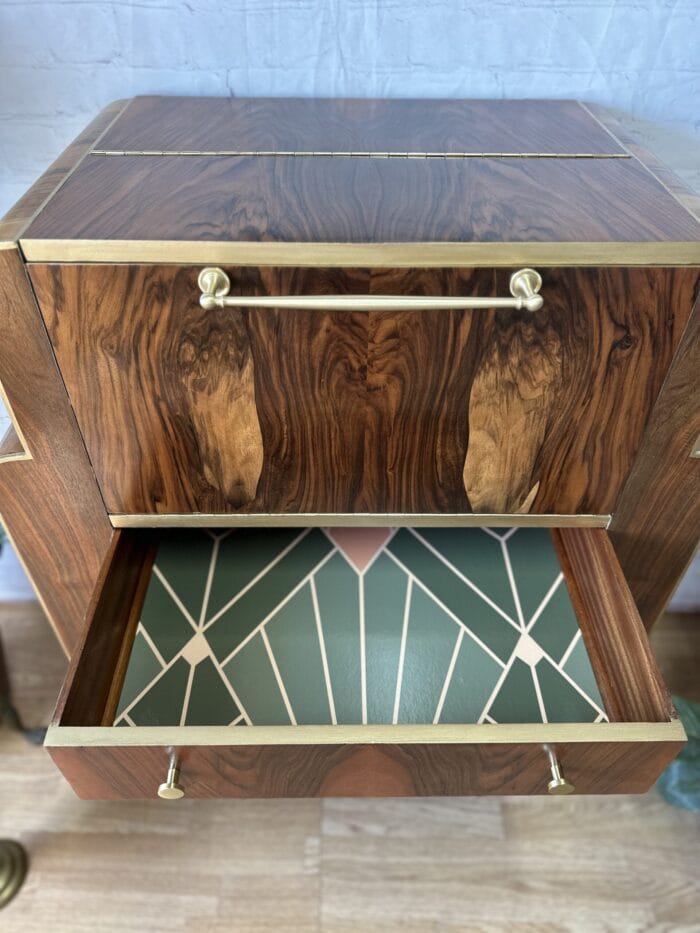 Cocktail Cabinet, Vintage Drinks Bar, Art Deco, 1930’s Drinks Unit, Retro Bar, Walnut - MADE TO ORDER - Image 5