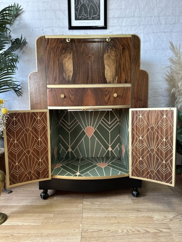 Cocktail Cabinet, Vintage Drinks Bar, Art Deco, 1930’s Drinks Unit, Retro Bar, Walnut - MADE TO ORDER - Image 6