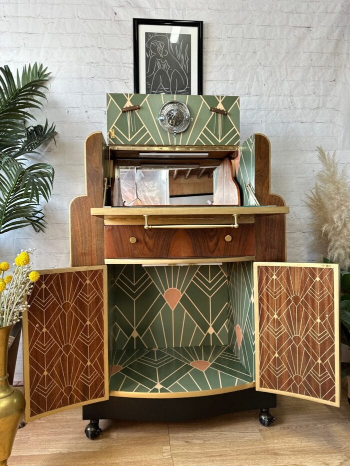 Cocktail Cabinet, Vintage Drinks Bar, Art Deco, 1930’s Drinks Unit, Retro Bar, Walnut - MADE TO ORDER - Image 8