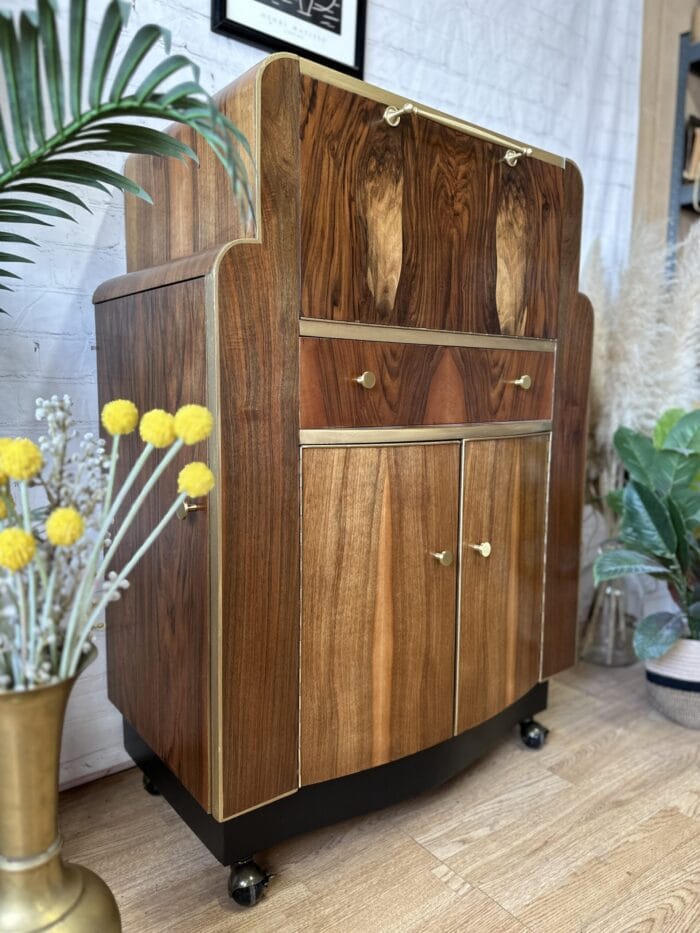 Cocktail Cabinet, Vintage Drinks Bar, Art Deco, 1930’s Drinks Unit, Retro Bar, Walnut - MADE TO ORDER - Image 7