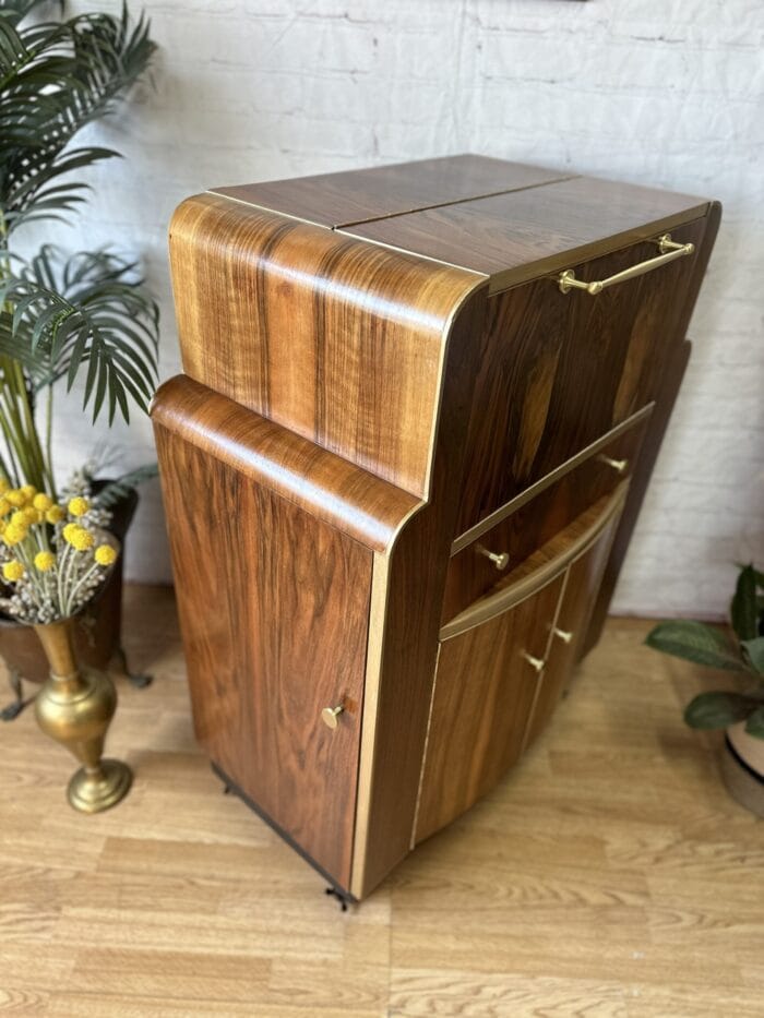 Cocktail Cabinet, Vintage Drinks Bar, Art Deco, 1930’s Drinks Unit, Retro Bar, Walnut - MADE TO ORDER - Image 9