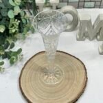 intage Crystal Trumpet Vase Clear Cut Glass Garland & Bows Design