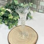 intage Crystal Trumpet Vase Clear Cut Glass Garland & Bows Design