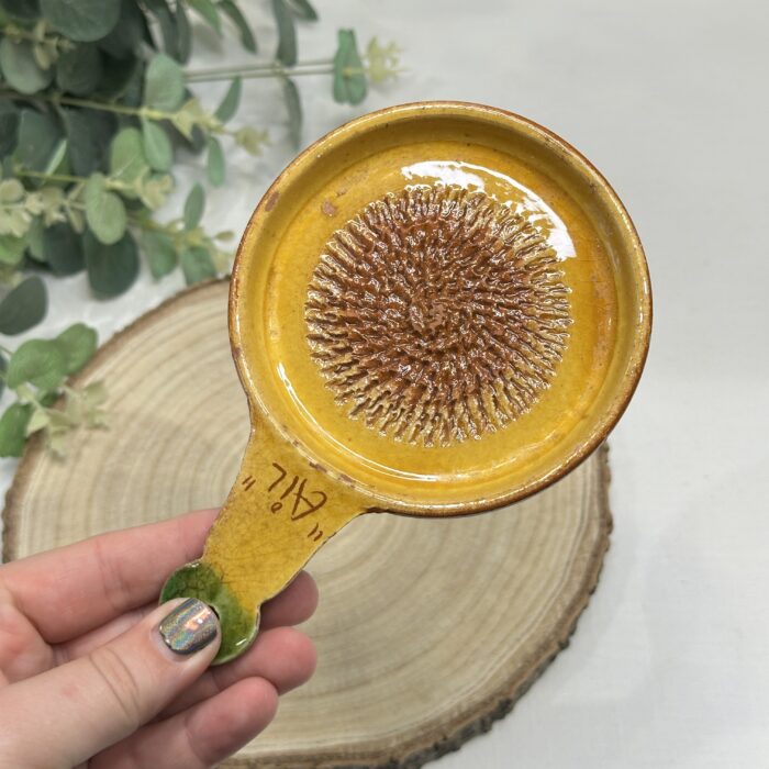 Vintage French Garlic Grater Plate Hand-Painted "AIL" Wall Hanging Ceramic Rasp