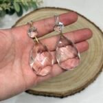 Vintage Crystal Chandelier Drops Pair Large Faceted Teardrop Prisms Craft