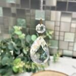 Vintage Crystal Chandelier Drops Pair Large Faceted Teardrop Prisms Craft