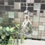 Vintage Crystal Chandelier Drops Pair Large Faceted Teardrop Prisms Craft