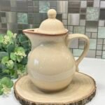 Vintage Tulowice Poland Coffee Pot Mid Century Sandstone Beige Speckled