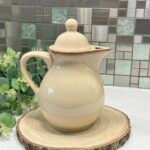 Vintage Tulowice Poland Coffee Pot Mid Century Sandstone Beige Speckled