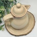 Vintage Tulowice Poland Coffee Pot Mid Century Sandstone Beige Speckled