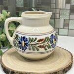 Vintage Hand-Painted Floral Pitcher & 2 Mugs Set Ceramic Folk Art
