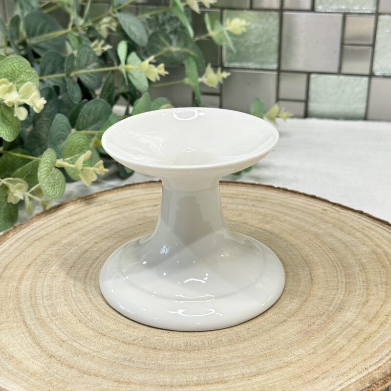 White Ceramic Pedestal Candle Holder Dinner Candle Pillar Candle Holder