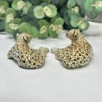 Miranda C Smith Studio Pottery Leopards Cheetahs Figurines Pair Vintage