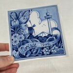 Vintage Delft Blue Floriade 1992 Tile Dutch Holland Souvenir