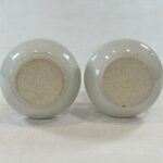 Pair Studio Pottery Candlestick Holders Blue White Stoneware Vintage