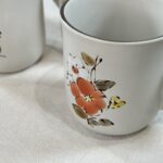 Vintage Floral Stoneware Mug Hand Painted Korea Retro Coffee Tea