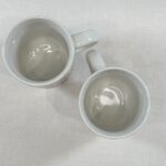 Pair Retro "Have A Break" Mugs Red Kettle 80s Pedestal Mugs