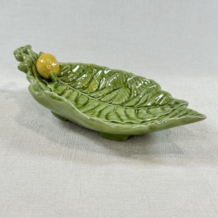 Bordallo Pinheiro Lemon Leaf Dish 1980s Portugal Faience Serving