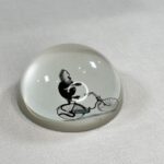 Vintage Monkey on Bicycle Glass Paperweight Unusual Collectible