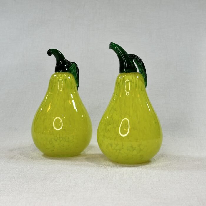 Pair Kosta Boda Gunnel Sahlin Glass Pears Paperweights Sculptures Swedish